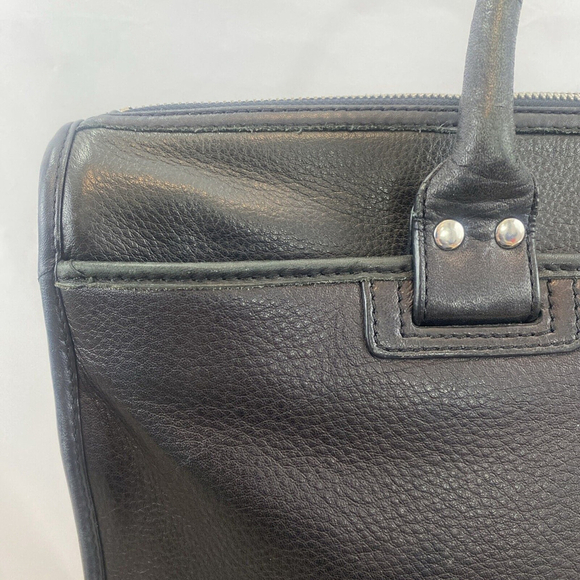 Danier Black Leather Laptop Bag Suitcase 3 Pocket Zipper Closure Padded‎ Lining - Picture 11 of 17